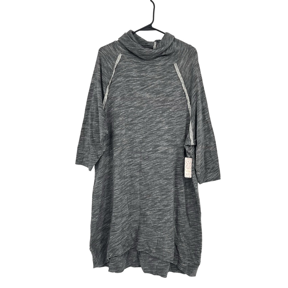 NEW Free People Terry Cocoon Pullover Midi Dress M/L Gray Oversized Boho Sweater